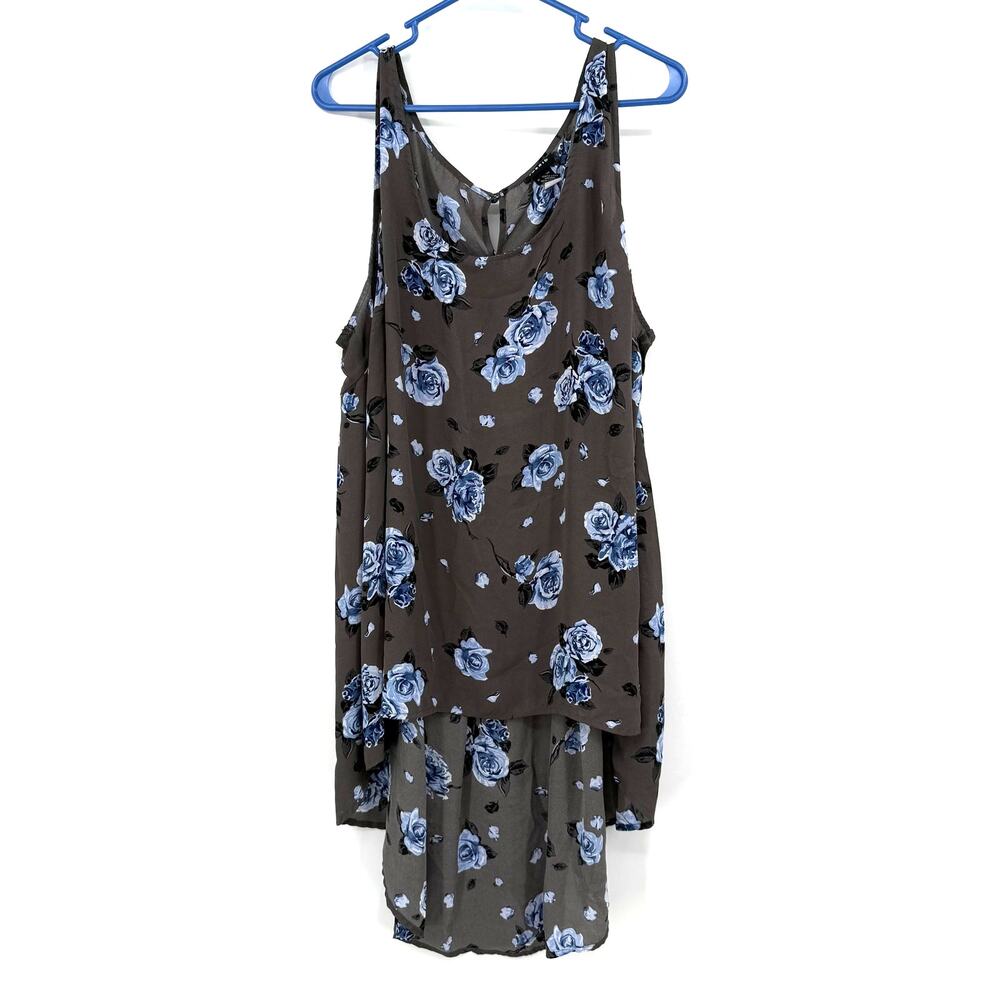 Torrid Size 3‎ 3XL High Low Tank Top Blouse Tunic Shirt Sleeveless Floral Gray